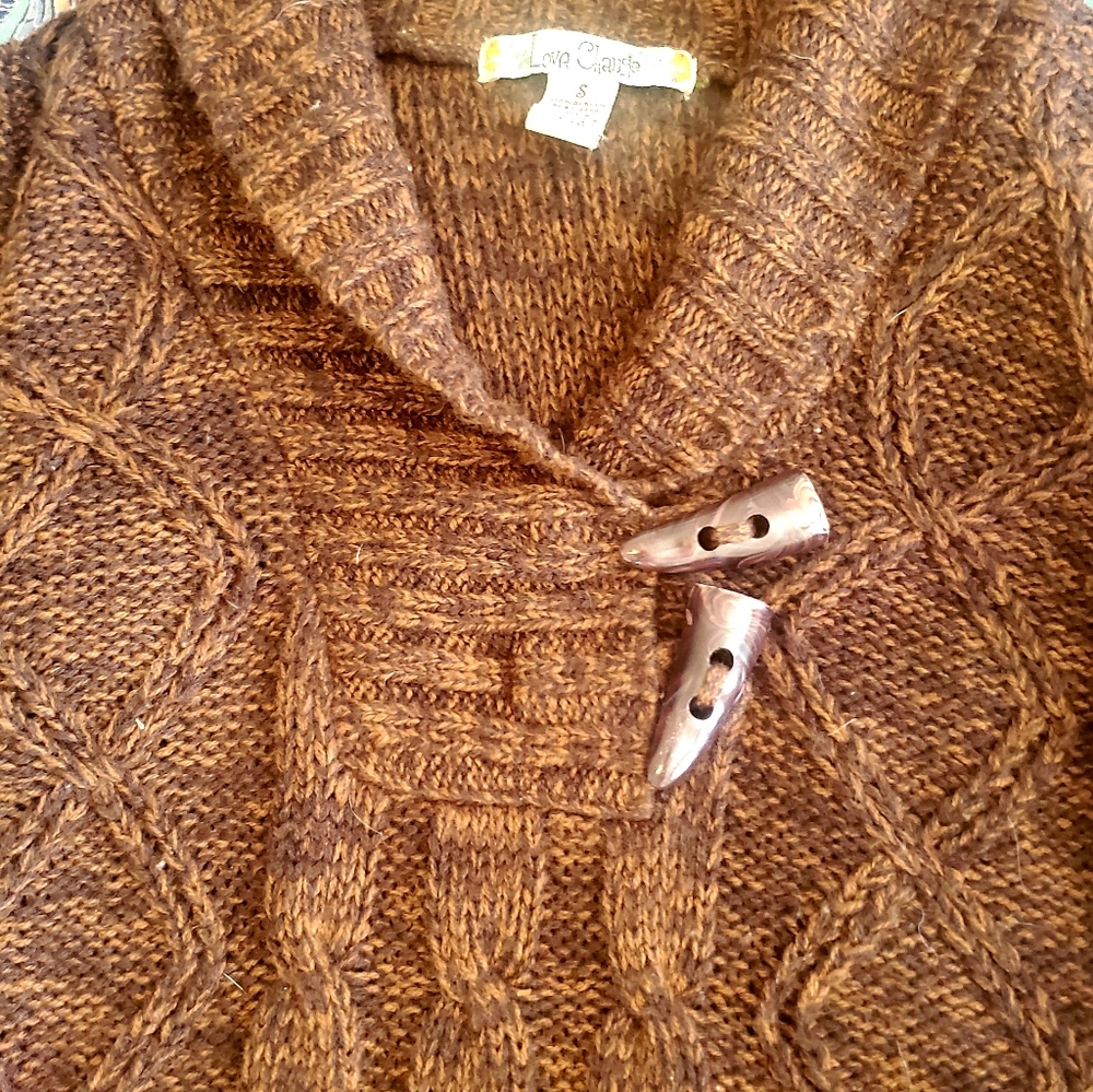 Collared Brown Sweater With Cute Button Detail - image 2
